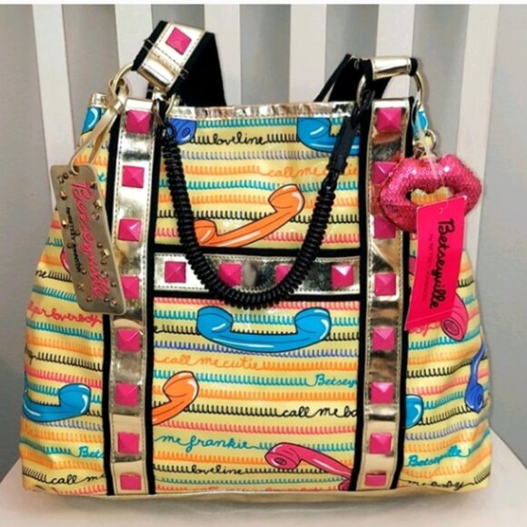 NWT Betsey Johnson BETSEYVILLE CALL ME PHONE TOTE - Picture 1 of 12